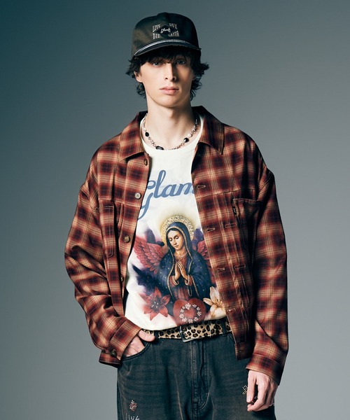 glamb(グラム)の「Ombre Check Shirt Jacket / オンブレーチェックシャツジャケット(シャツ/ブラウス・メンズ・グリーン/レッド・S/M/L)」の6枚目の写真