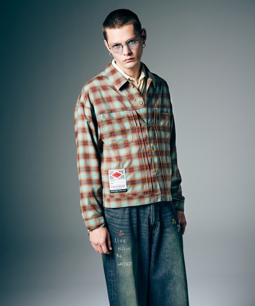 glamb(グラム)の「Ombre Check Shirt Jacket / オンブレーチェックシャツジャケット(シャツ/ブラウス・メンズ・グリーン/レッド・S/M/L)」の7枚目の写真