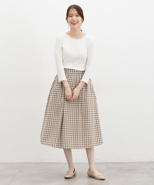 Honeys(ハニーズ)の「ギャザースカート(スカート・レディース・アイボリー/スミクロ/ホワイト×ブラック/ホワイト系その他・L/S/M/LL)」の15枚目の写真