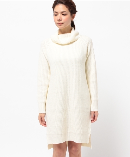 one after another NICE CLAUP（ワンアフターアナザーナイスクラップ）の「【ナイスクラップ】片畦ゆるタートルワンピースニット（ワンピース・レディース・サックスブルー/アイボリー/グレー/キャメル・FREE）」の5枚目の写真