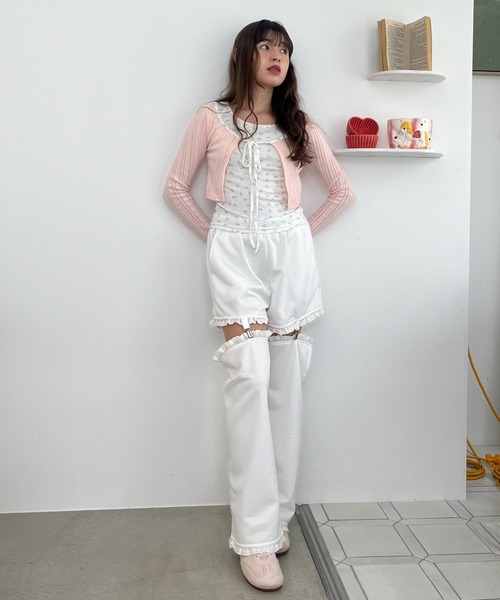 MORE self LOVE(モアセルフラブ)の「2Way Lace Pants(スウェットパンツ・レディース・ネイビー/グレー/オフホワイト・FREE)」の14枚目の写真