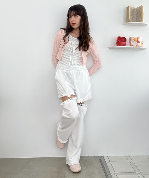 MORE self LOVE(モアセルフラブ)の「2Way Lace Pants(スウェットパンツ・レディース・ネイビー/グレー/オフホワイト・FREE)」の17枚目の写真