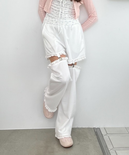 MORE self LOVE(モアセルフラブ)の「2Way Lace Pants(スウェットパンツ・レディース・ネイビー/グレー/オフホワイト・FREE)」の6枚目の写真