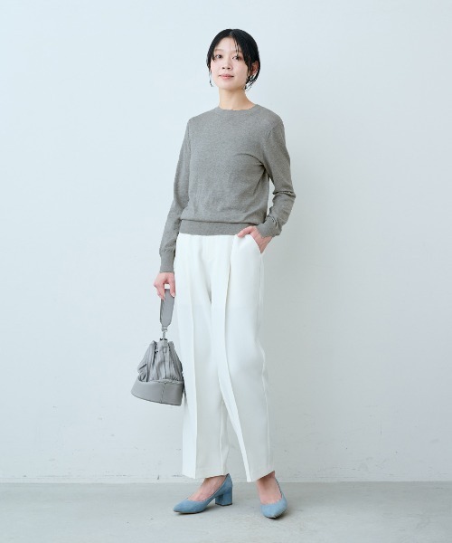 IEDIT(イディット)の「IEDIT 綿シルク混が肌心地のよい大人の上品シンプルニット(ニット/セーター・レディース・グレー/ブルー/グリーン・M/L/LL/3L/S/4L)」の5枚目の写真
