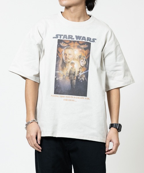 STAR WARS（スターウォーズ）の「【15】〔STAR WARS/スターウォーズ〕アソートパターンプリント ユーズドライク 半袖Tシャツ（Tシャツ/カットソー・メンズ・ブラック系2/ホワイト系3/ブラック系1/ホワイト系4/ブラック系3/ホワイト系2/ホワイト系1/ブラック系4・MEDIUM/X-LARGE/LARGE）」の21枚目の写真