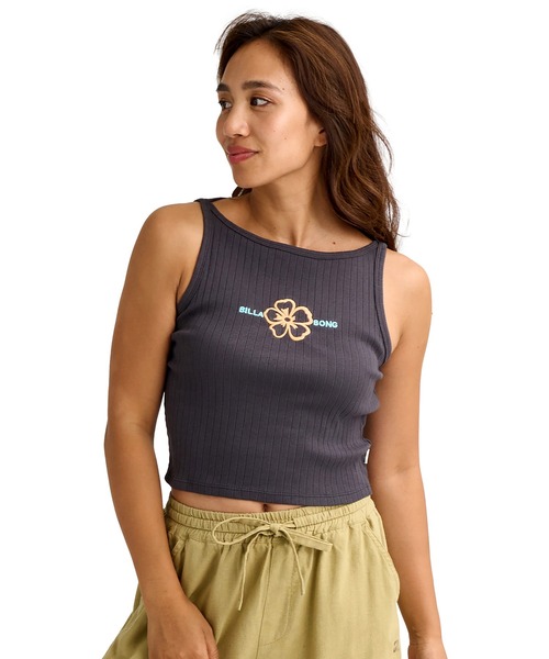 BILLABONG(ビラボン)の「BILLABONG/ビラボン タンクトップ ロゴ リブ ショート丈 BG013361(タンクトップ・レディース・スミクロ/オフホワイト/ブルー・M)」の2枚目の写真