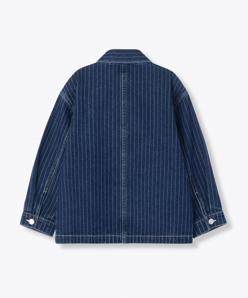 MUSINSA STANDARD KIDS（ムシンサスタンダードキッズ）の「ストライプデニムチョアジャケット[ミディアムインディゴ]（ブルゾン・レディース・その他・110/120/130/140/150/160）」の3枚目の写真