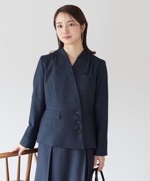 BONCIERGE meets Audire（ボンシェルジュミーツアウディーレ）の「アシンメトリー ツイードノーカラージャケット【セットアップ可】（スーツジャケット）」