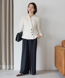 BONCIERGE meets Audire（ボンシェルジュミーツアウディーレ）の「アシンメトリー ツイードノーカラージャケット【セットアップ可】（スーツジャケット）」