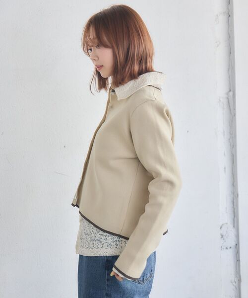 RETRO GIRL（レトロガール）の「配色ポリニットカーデ（カーディガン/ボレロ・レディース・ベージュ/ライトグレー/ナチュラル・FREE）」の11枚目の写真