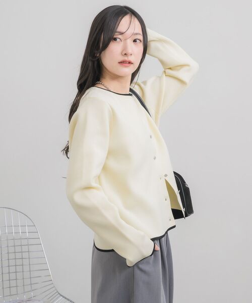 RETRO GIRL（レトロガール）の「配色ポリニットカーデ（カーディガン/ボレロ・レディース・ベージュ/ライトグレー/ナチュラル・FREE）」の21枚目の写真