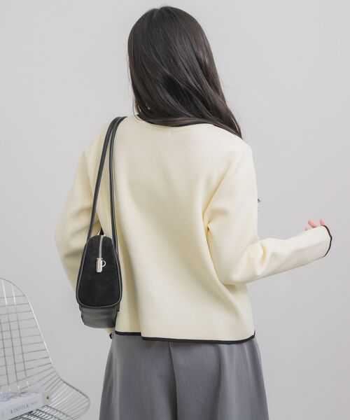 RETRO GIRL（レトロガール）の「配色ポリニットカーデ（カーディガン/ボレロ・レディース・ベージュ/ライトグレー/ナチュラル・FREE）」の22枚目の写真