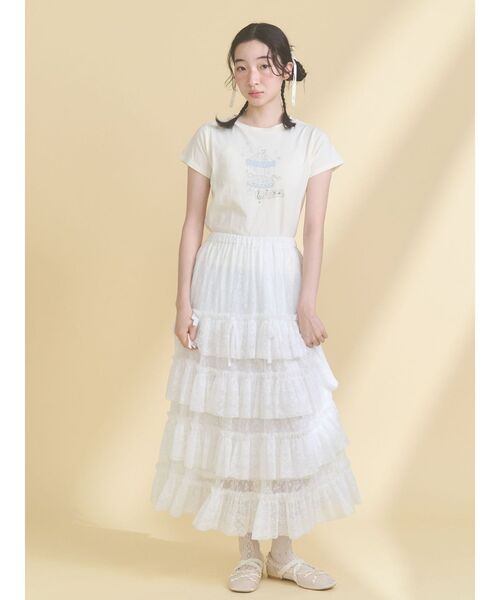 merry jenny（メリージェニー）の「floral sheerチュールフリルスカート（スカート・レディース・ブラック/オフホワイト・FREE）」の20枚目の写真