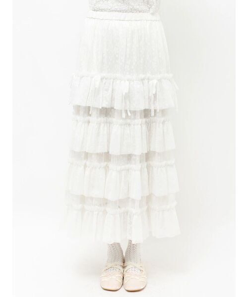 merry jenny（メリージェニー）の「floral sheerチュールフリルスカート（スカート・レディース・ブラック/オフホワイト・FREE）」の21枚目の写真