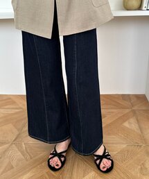 ベロアクロスリボンミュール