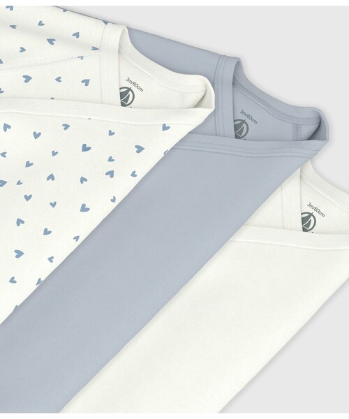 PETIT BATEAU(プチバトー)の「ハートプリント長袖あわせボディ3枚組(肌着・キッズ・その他1・NewBorn/6MONTH/3MONTH/12MONTH)」の3枚目の写真