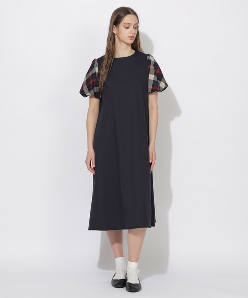 CB CRESTBRIDGE（シービークレストブリッジ）の「【Meシリーズ】パフスリーブチェックワンピース（ワンピース・レディース・ダークネイビー/ホワイト系その他/ベビーピンク・M/S）」の3枚目の写真