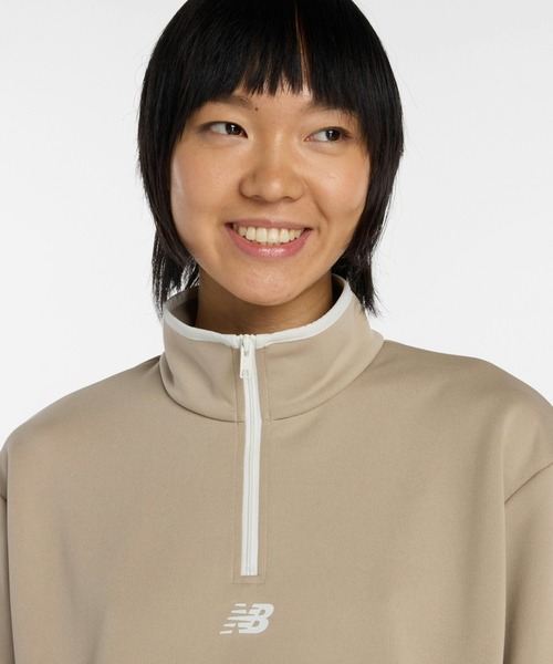 NEW BALANCE（ニューバランス）の「ニューバランス New Balance ニットショートスリーブハーフジップ（ジャージ・レディース・ベージュ/ブラック・S/M/L/XL）」の6枚目の写真