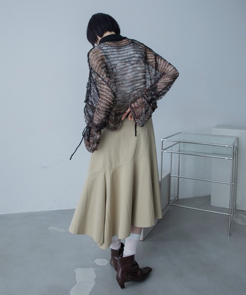 VACANCY(ヴァカンシー)の「ミックスカラー 透かし編みポロニット(カーディガン/ボレロ・レディース・ブラック/グリーン/ブルー・FREE)」の19枚目の写真