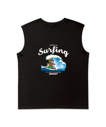 サーフィンベアスリーブレスTシャツ[ブラック]