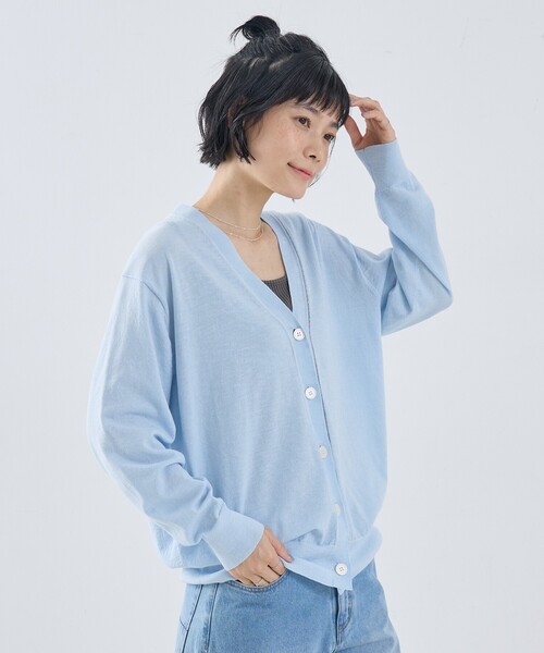 collex（コレックス）の「シアーラインカーディガン（カーディガン/ボレロ・レディース・ピンク/ライトブルー/ブラック・フリー）」の3枚目の写真