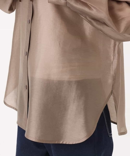 MK MICHEL KLEIN（エムケーミッシェルクラン）の「[洗える]フーディーデザインシアーシャツブラウス（シャツ/ブラウス・レディース・ミント/モカ/アイボリー・38）」の6枚目の写真