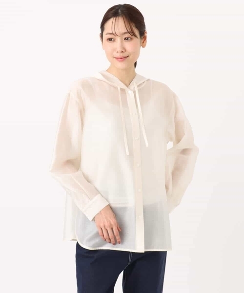 MK MICHEL KLEIN（エムケーミッシェルクラン）の「[洗える]フーディーデザインシアーシャツブラウス（シャツ/ブラウス・レディース・ミント/モカ/アイボリー・38）」の10枚目の写真
