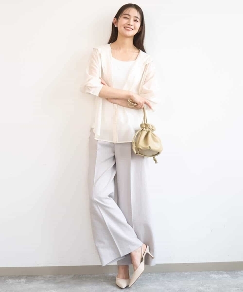 MK MICHEL KLEIN（エムケーミッシェルクラン）の「[洗える]フーディーデザインシアーシャツブラウス（シャツ/ブラウス・レディース・ミント/モカ/アイボリー・38）」の14枚目の写真