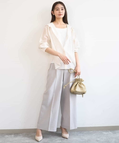 MK MICHEL KLEIN（エムケーミッシェルクラン）の「[洗える]フーディーデザインシアーシャツブラウス（シャツ/ブラウス・レディース・ミント/モカ/アイボリー・38）」の15枚目の写真