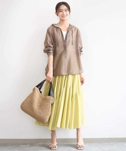 MK MICHEL KLEIN（エムケーミッシェルクラン）の「[洗える]フーディーデザインシアーシャツブラウス（シャツ/ブラウス・レディース・ミント/モカ/アイボリー・38）」の21枚目の写真