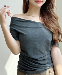 Ada.（エイダ）の「ドレープデザイン アシンメトリーネック 半袖カットソー（Tシャツ/カットソー）」