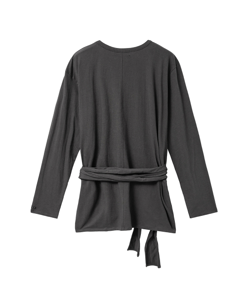 RENSE(レンセ)の「Wrap-Tie Long Sleeve Tee Charcoal(Tシャツ/カットソー・レディース・その他・OS)」の4枚目の写真