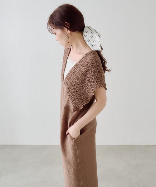 Kastane（カスタネ）の「【新色4/19(日)発売/前後2WAY/3サイズ展開】ギャザーオールインワン（サロペット/オーバーオール・レディース・ブラック/アイボリー・1/2/0）」の10枚目の写真