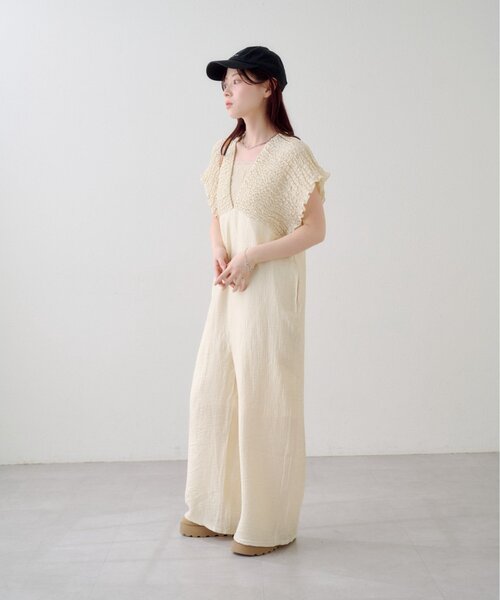 Kastane（カスタネ）の「【新色4/19(日)発売/前後2WAY/3サイズ展開】ギャザーオールインワン（サロペット/オーバーオール・レディース・ブラック/アイボリー・1/2/0）」の18枚目の写真