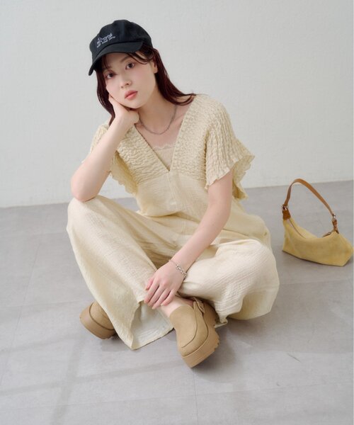 Kastane（カスタネ）の「【新色4/19(日)発売/前後2WAY/3サイズ展開】ギャザーオールインワン（サロペット/オーバーオール・レディース・ブラック/アイボリー・1/2/0）」の22枚目の写真