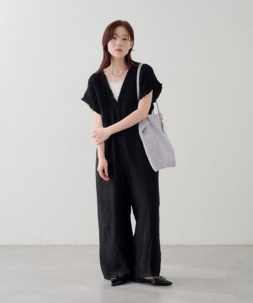 セール】【前後2WAY/3サイズ展開】ギャザーオールインワン（サロペット