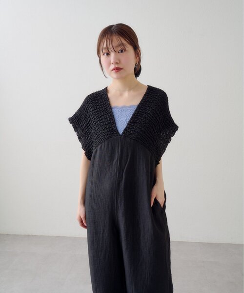 前後2WAY/3サイズ展開】ギャザーオールインワン(サロペット 前後2WAY/3サイズ展開】ギャザーオールインワン(サロペット