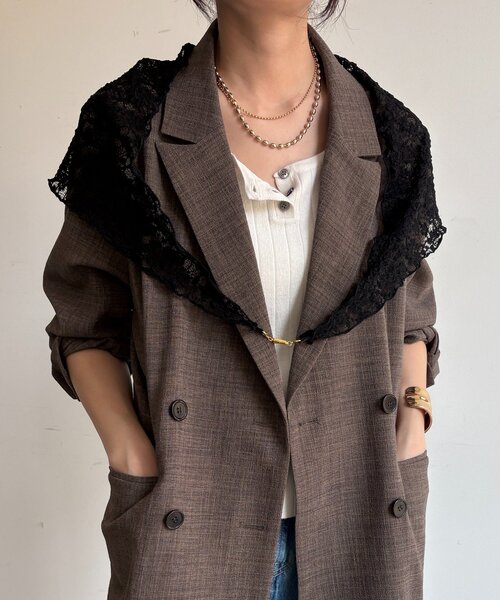 DouDou（ドゥドゥ）の「レースマグネット付スカーフ（ストール/ショール・レディース・ブラック/オフホワイト・FREE）」の20枚目の写真