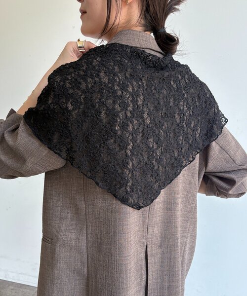 DouDou（ドゥドゥ）の「レースマグネット付スカーフ（ストール/ショール・レディース・ブラック/オフホワイト・FREE）」の21枚目の写真