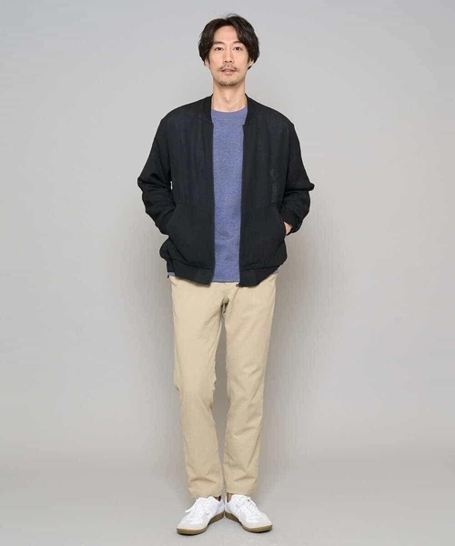 a.v.v（アーヴェヴェ）の「【洗濯機で洗える】ヘリンボーンシアーリブブルゾン（ブルゾン・メンズ・ブラック/グレー・46/48）」の6枚目の写真