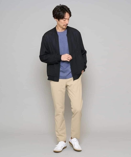 a.v.v（アーヴェヴェ）の「【洗濯機で洗える】ヘリンボーンシアーリブブルゾン（ブルゾン・メンズ・ブラック/グレー・46/48）」の7枚目の写真