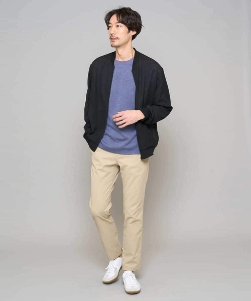 a.v.v（アーヴェヴェ）の「【洗濯機で洗える】ヘリンボーンシアーリブブルゾン（ブルゾン・メンズ・ブラック/グレー・46/48）」の8枚目の写真