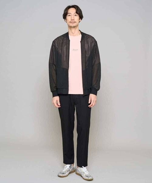 a.v.v（アーヴェヴェ）の「【洗濯機で洗える】ヘリンボーンシアーリブブルゾン（ブルゾン・メンズ・ブラック/グレー・46/48）」の9枚目の写真