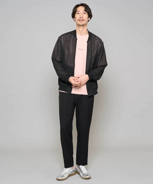 a.v.v（アーヴェヴェ）の「【洗濯機で洗える】ヘリンボーンシアーリブブルゾン（ブルゾン・メンズ・ブラック/グレー・46/48）」の10枚目の写真