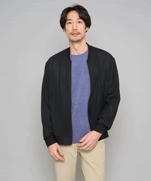 a.v.v（アーヴェヴェ）の「【洗濯機で洗える】ヘリンボーンシアーリブブルゾン（ブルゾン・メンズ・ブラック/グレー・46/48）」の13枚目の写真