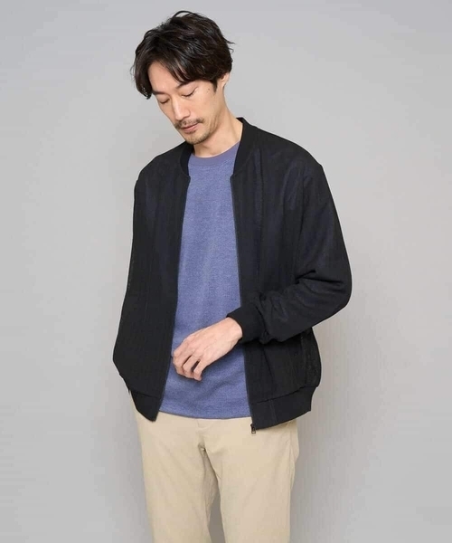 a.v.v（アーヴェヴェ）の「【洗濯機で洗える】ヘリンボーンシアーリブブルゾン（ブルゾン・メンズ・ブラック/グレー・46/48）」の14枚目の写真