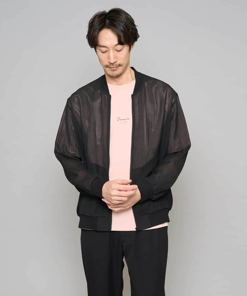 a.v.v（アーヴェヴェ）の「【洗濯機で洗える】ヘリンボーンシアーリブブルゾン（ブルゾン・メンズ・ブラック/グレー・46/48）」の16枚目の写真