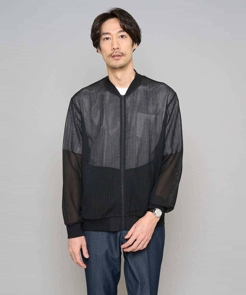 a.v.v（アーヴェヴェ）の「【洗濯機で洗える】ヘリンボーンシアーリブブルゾン（ブルゾン・メンズ・ブラック/グレー・46/48）」の19枚目の写真