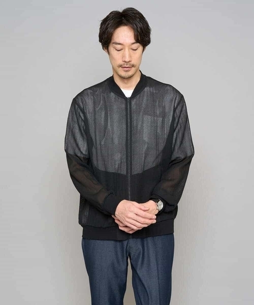 a.v.v（アーヴェヴェ）の「【洗濯機で洗える】ヘリンボーンシアーリブブルゾン（ブルゾン・メンズ・ブラック/グレー・46/48）」の20枚目の写真