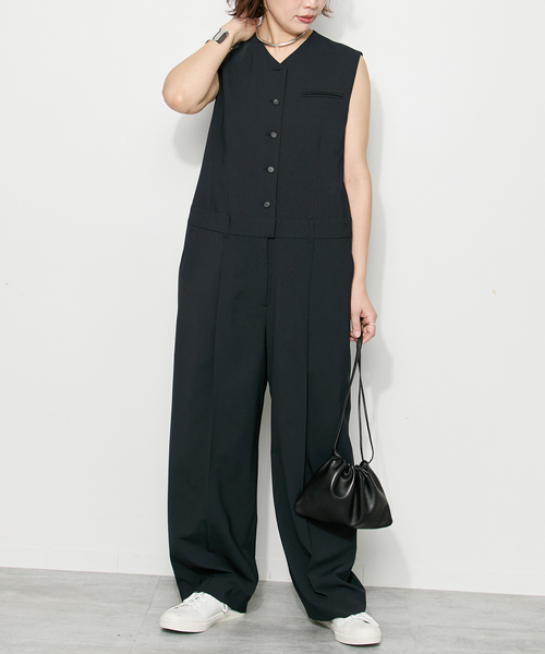 journal standard L'essage（ジャーナルスタンダードレサージュ）の「ウーリーノライトALL IN ONE（つなぎ/オールインワン・レディース・グレー/ネイビー・38/36）」の2枚目の写真